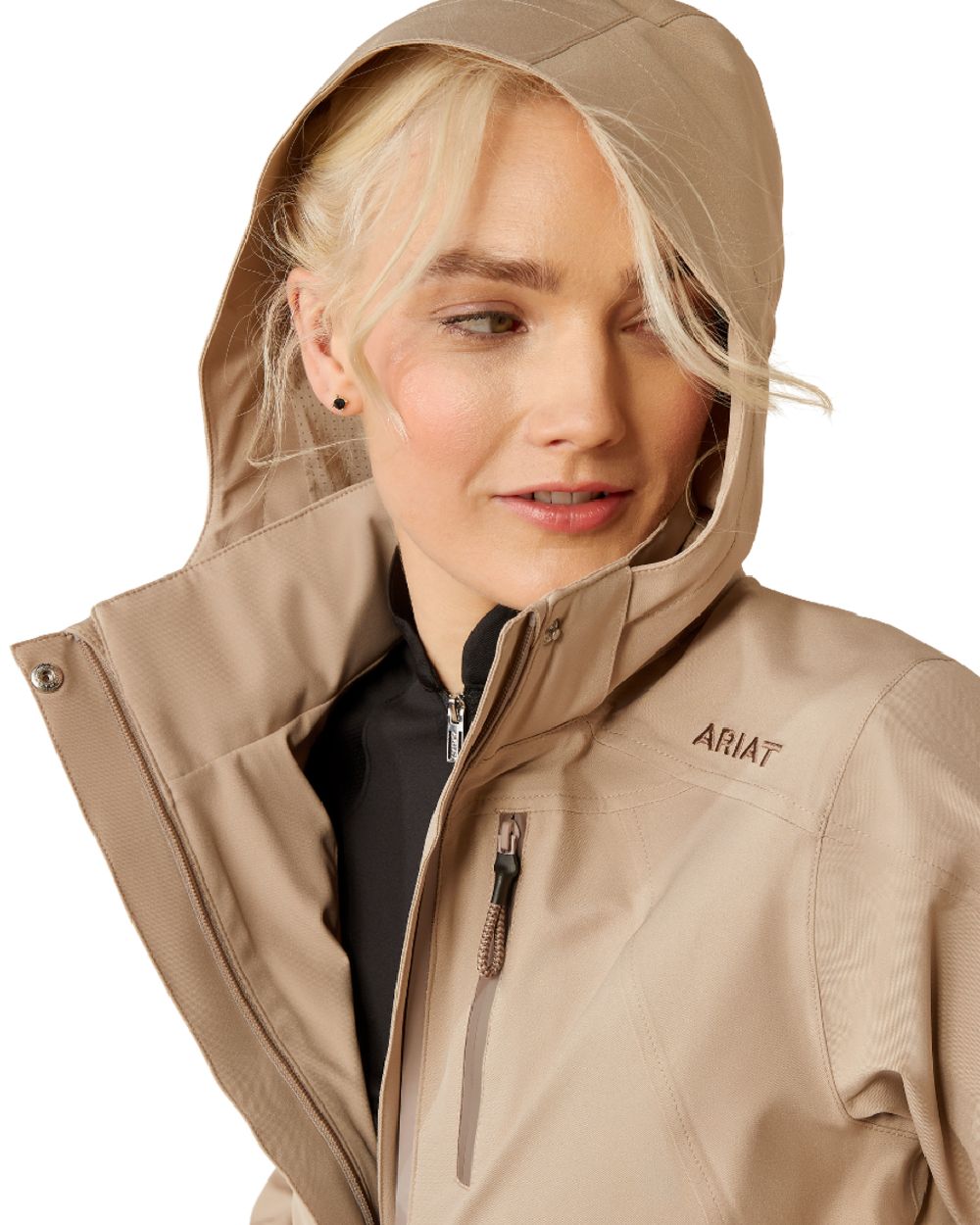 Cape Reed Coloured Ariat Womens Coastal Waterproof Jacket on white background