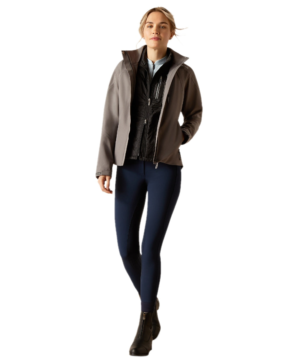 Plum Grey Coloured Ariat Womens Coastal Waterproof Jacket on white background