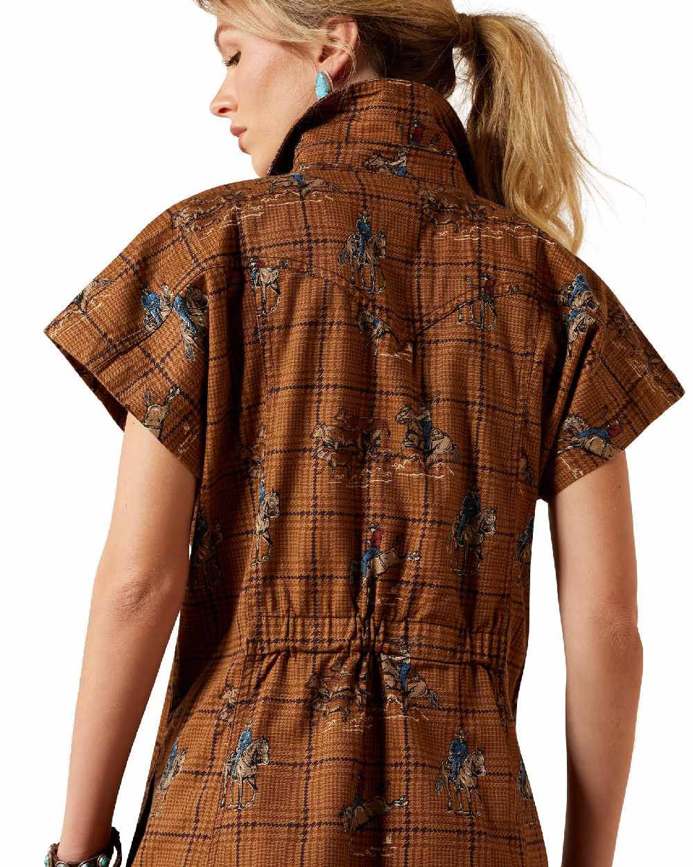Glen-Plaid-Rodeo coloured Ariat Womens Cody Dress on white background