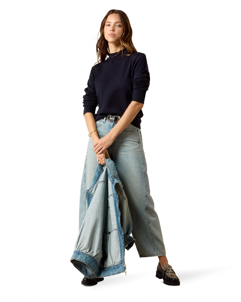 Dark Navy coloured Ariat Womens Coney Sweater on white background