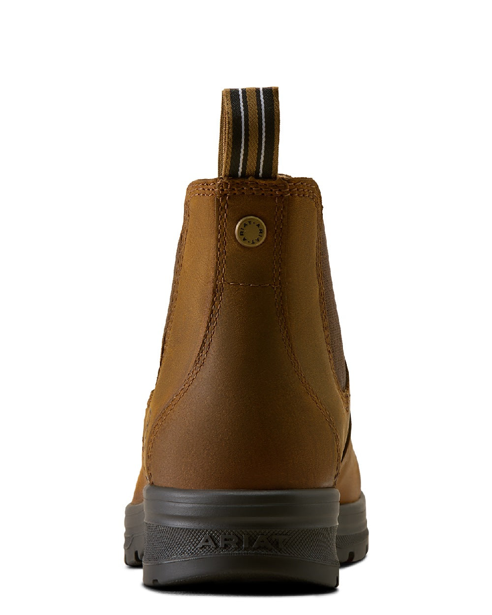 Distressed Copper coloured Ariat Womens Cooper Chelsea Boots on white background