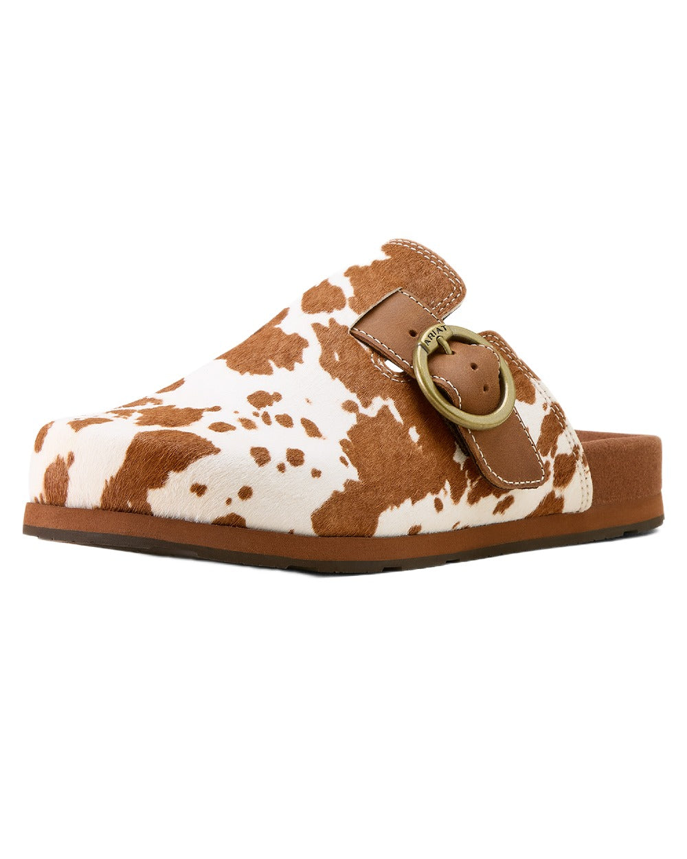 Cow Hair On coloured Ariat Womens Country Mules on white background