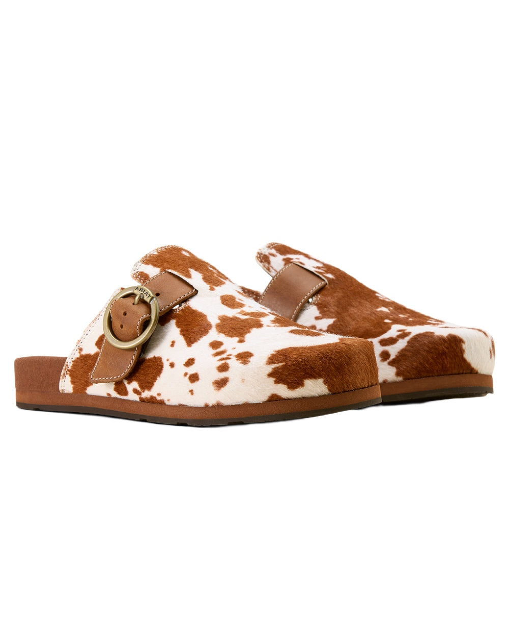 Cow Hair On coloured Ariat Womens Country Mules on white background