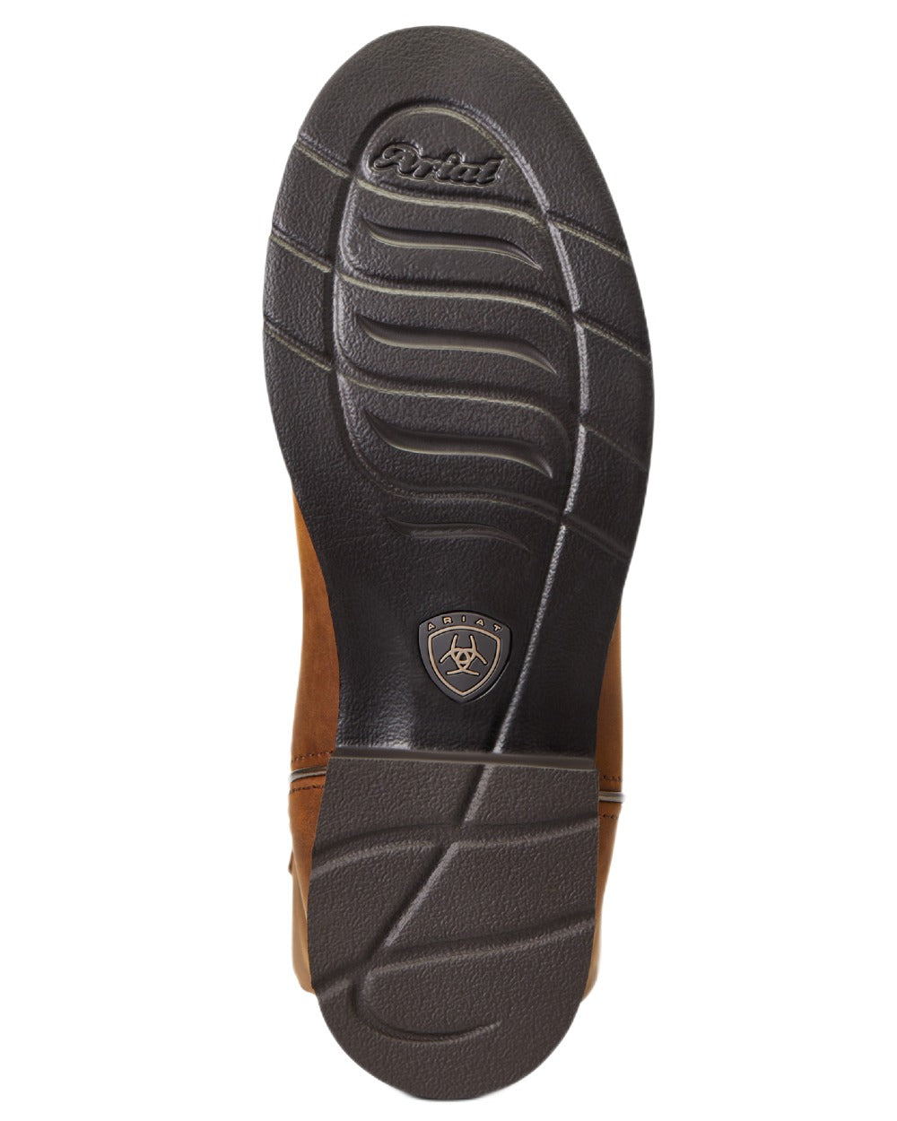 Distressed Brown coloured Ariat Womens Delilah Round Toe Waterproof Western Boots on white background