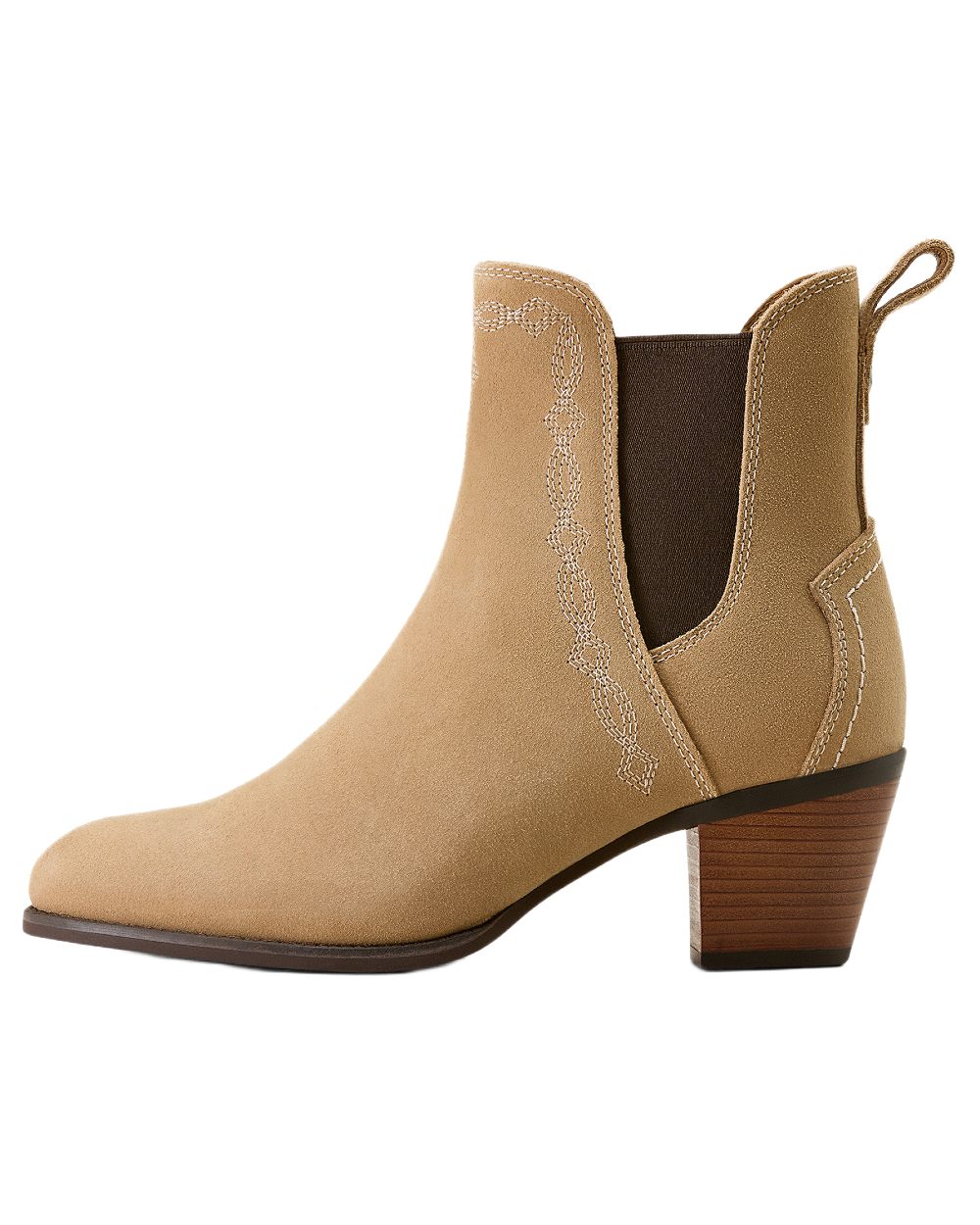 Camel Suede coloured Ariat Womens Demi Boots on white background