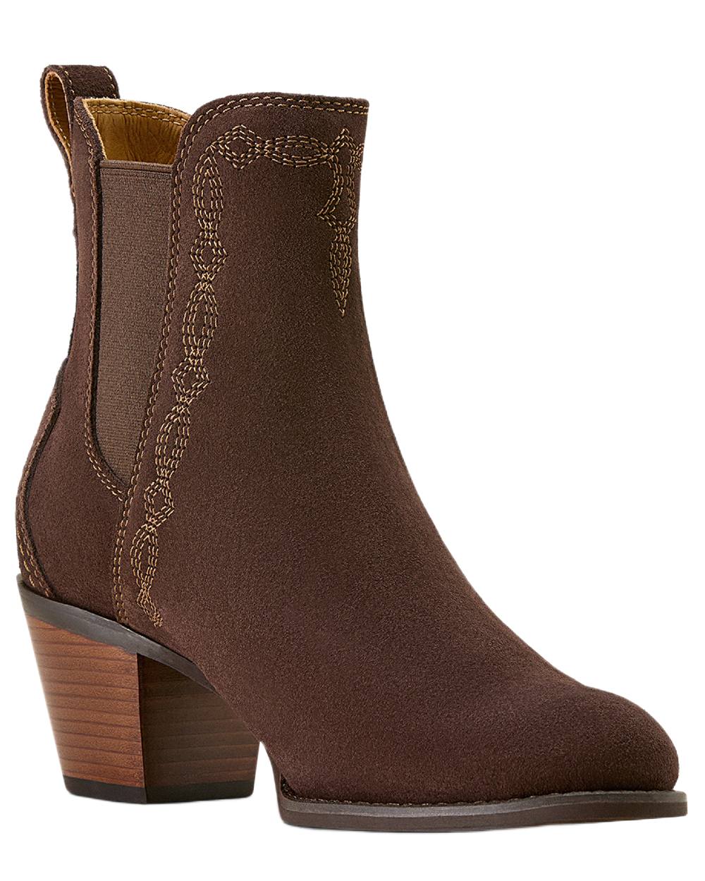 Chocolate Suede coloured Ariat Womens Demi Boots on white background