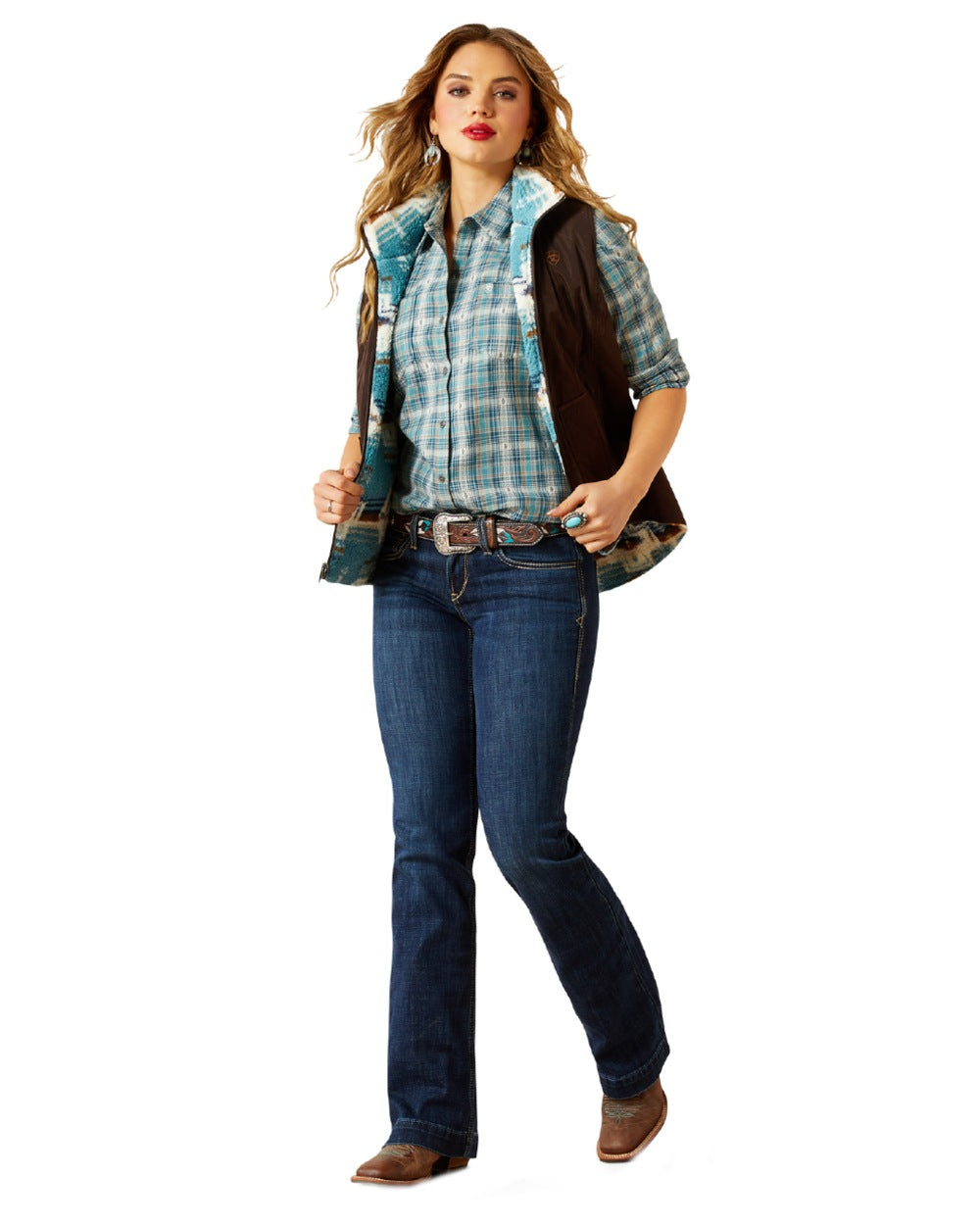 Mole Coloured Ariat Womens Dilon 2.0 Reversible Insulated Vest on white background