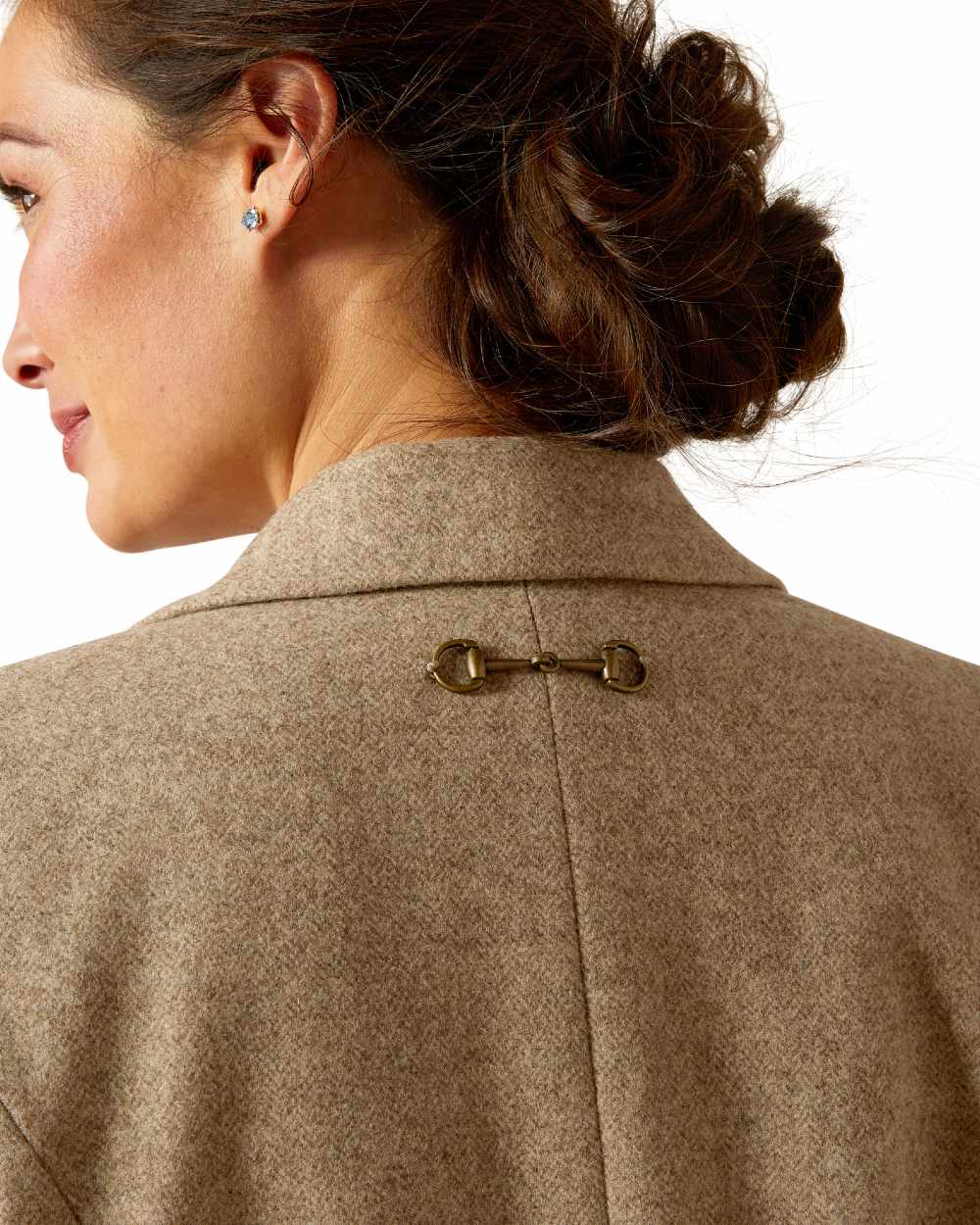 Camel Herringbone coloured Ariat Womens Dornie Blazer on white background