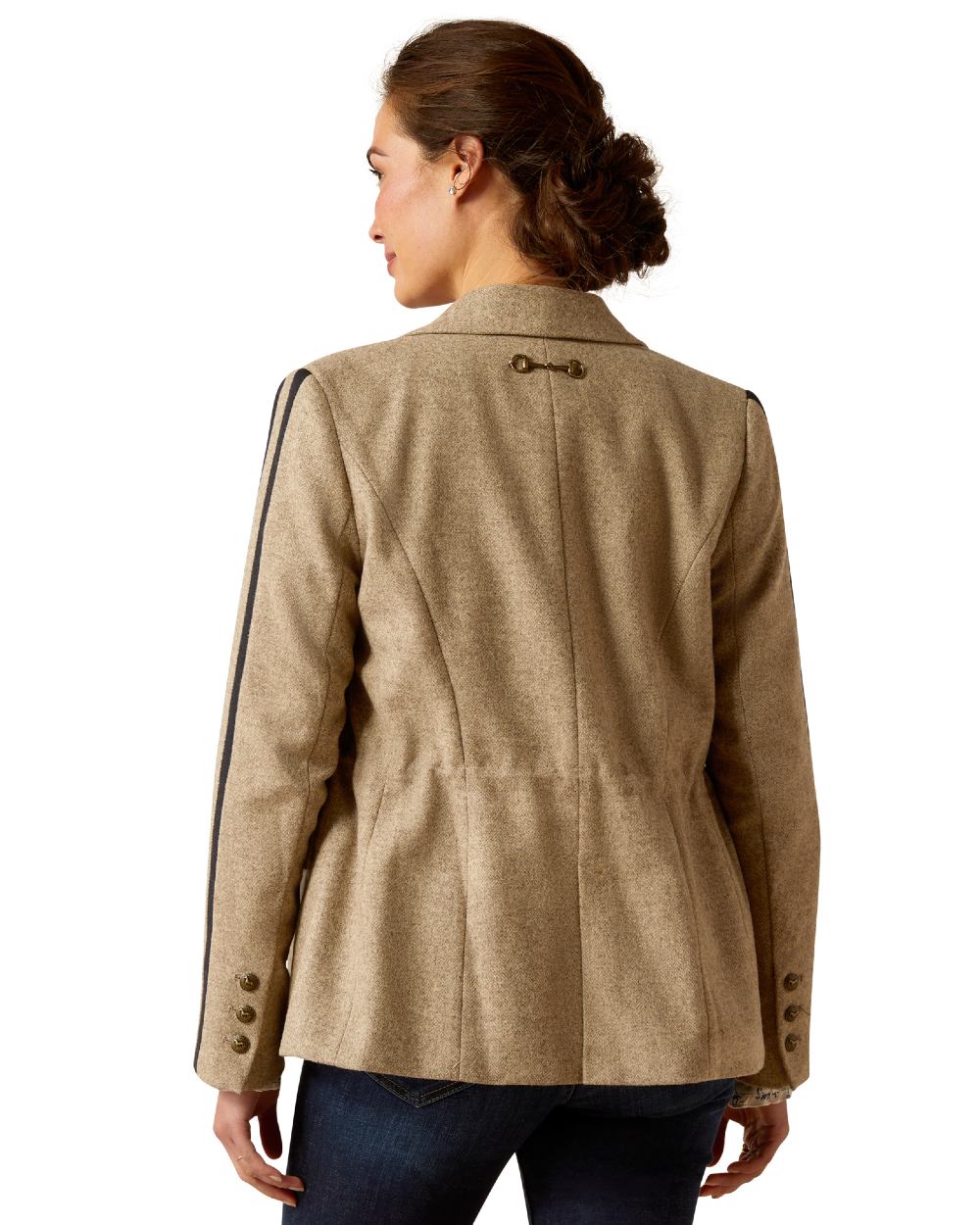 Camel Herringbone coloured Ariat Womens Dornie Blazer on white background