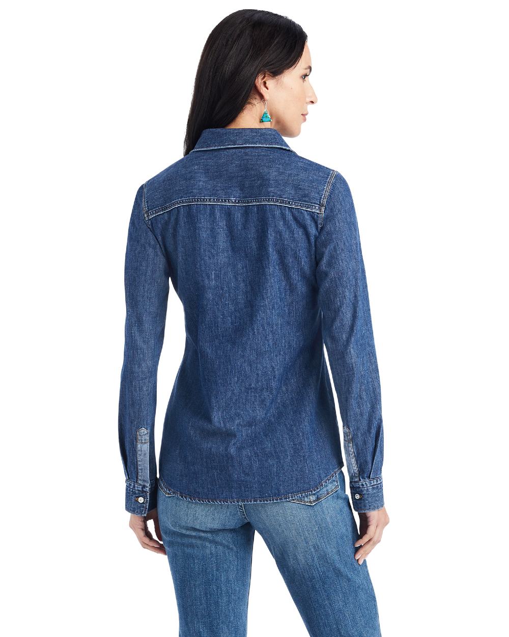 Bluelight Coloured Ariat Womens Farriday Denim Shirt on white background