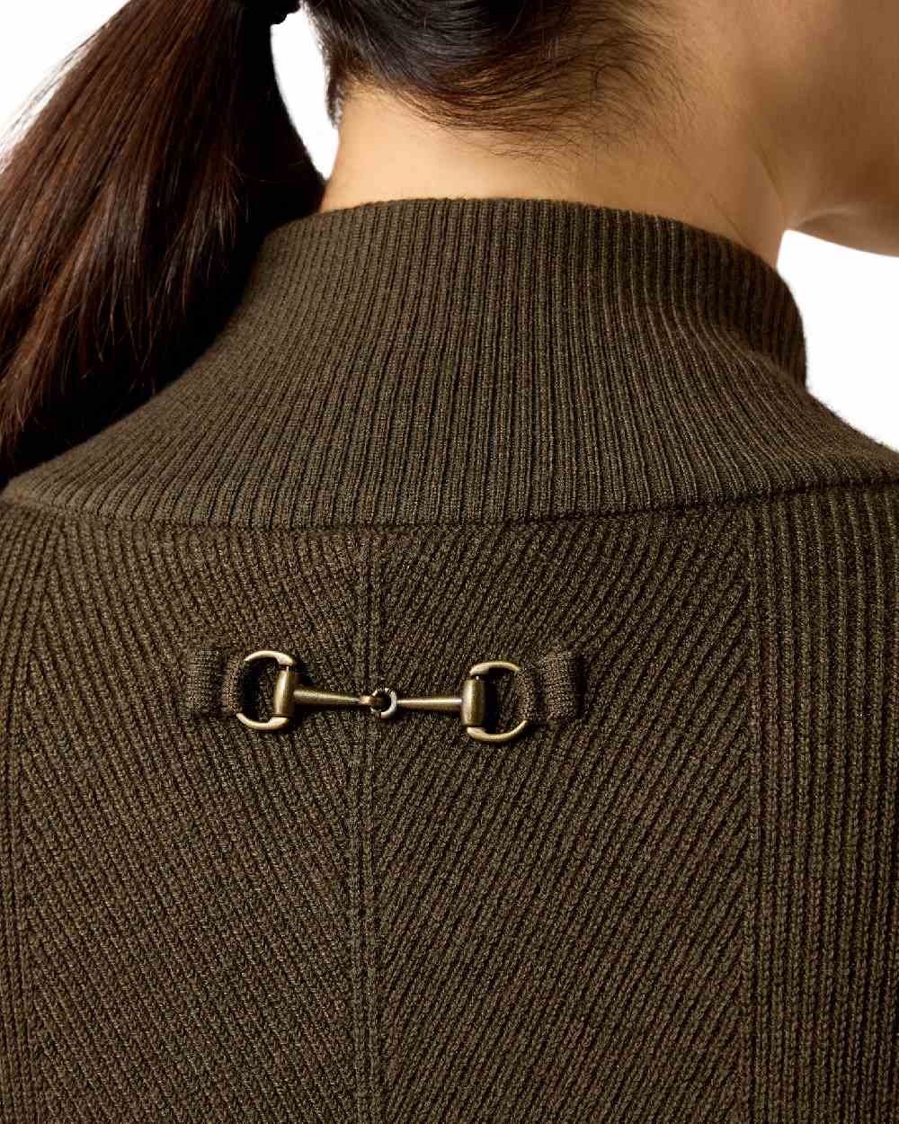 Earth coloured Ariat Womens Foxleigh Half Zip Sweater on white background