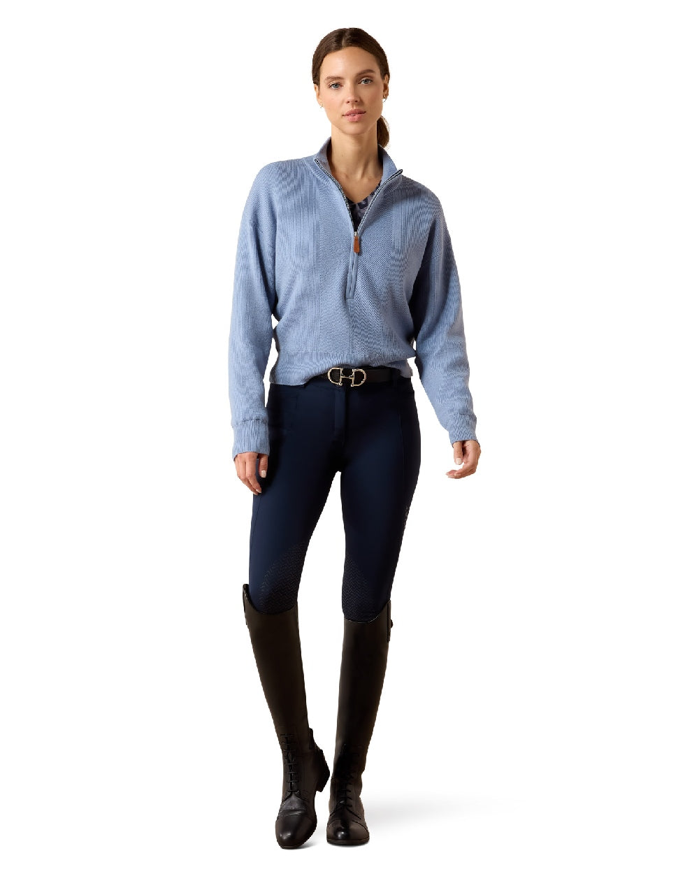 Rainwashed coloured Ariat Womens Foxleigh Half Zip Sweater on white background