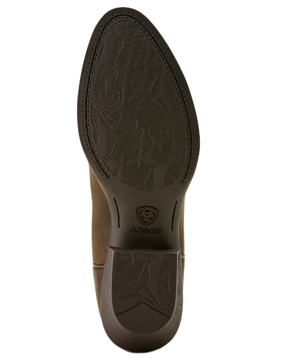Sassy Brown coloured Ariat Womens Heritage R Toe Retro Western Boots on white background