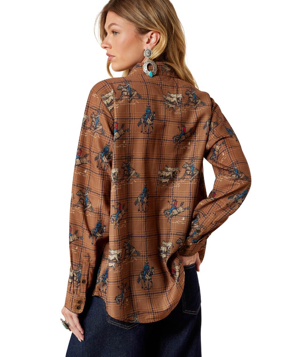 Glan Plaid Rodeo coloured Ariat Womens Homestyle Shirt on white background