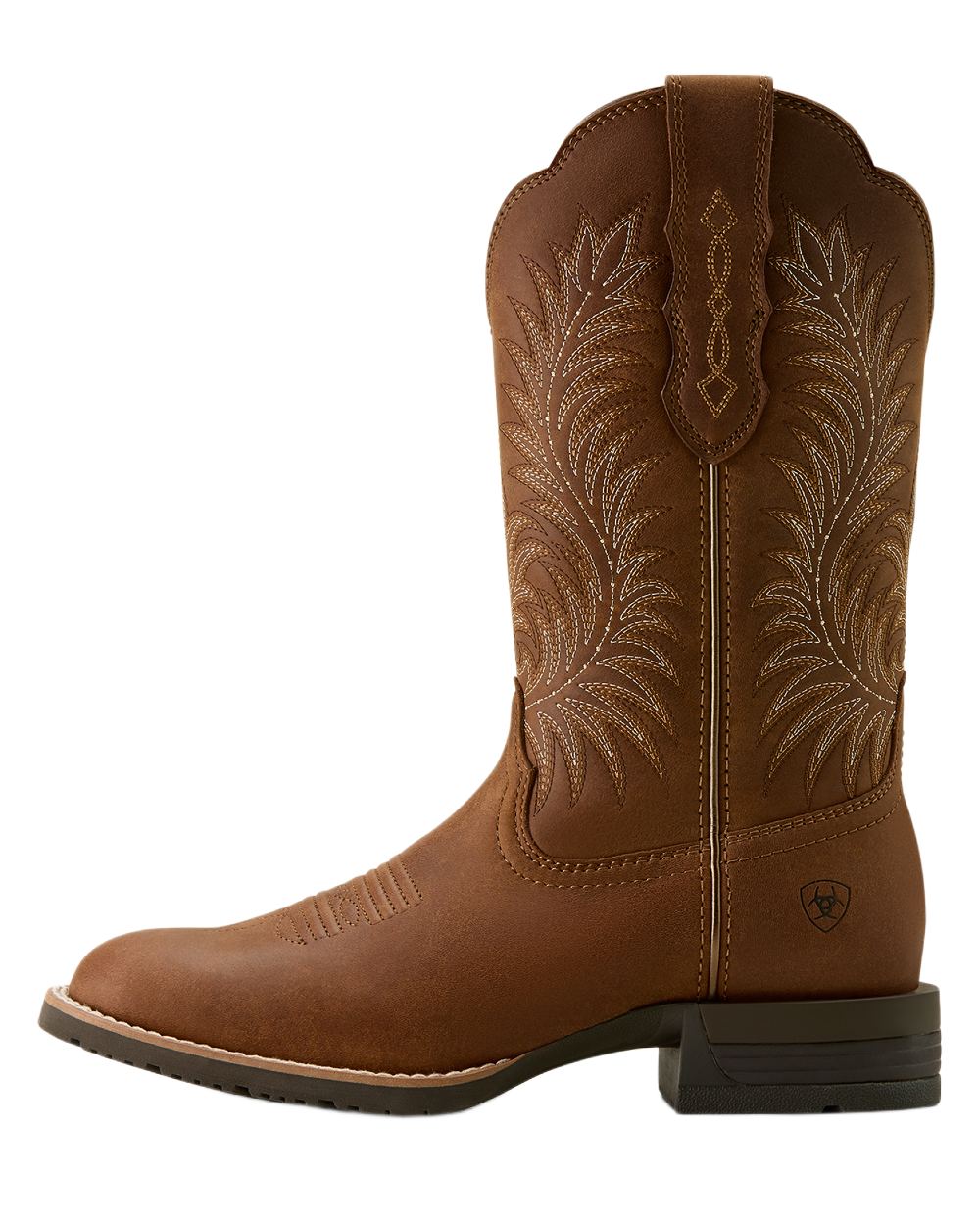 Frontier Brown coloured Ariat Womens Hybrid Ranchward W Toe Western Boots on white background