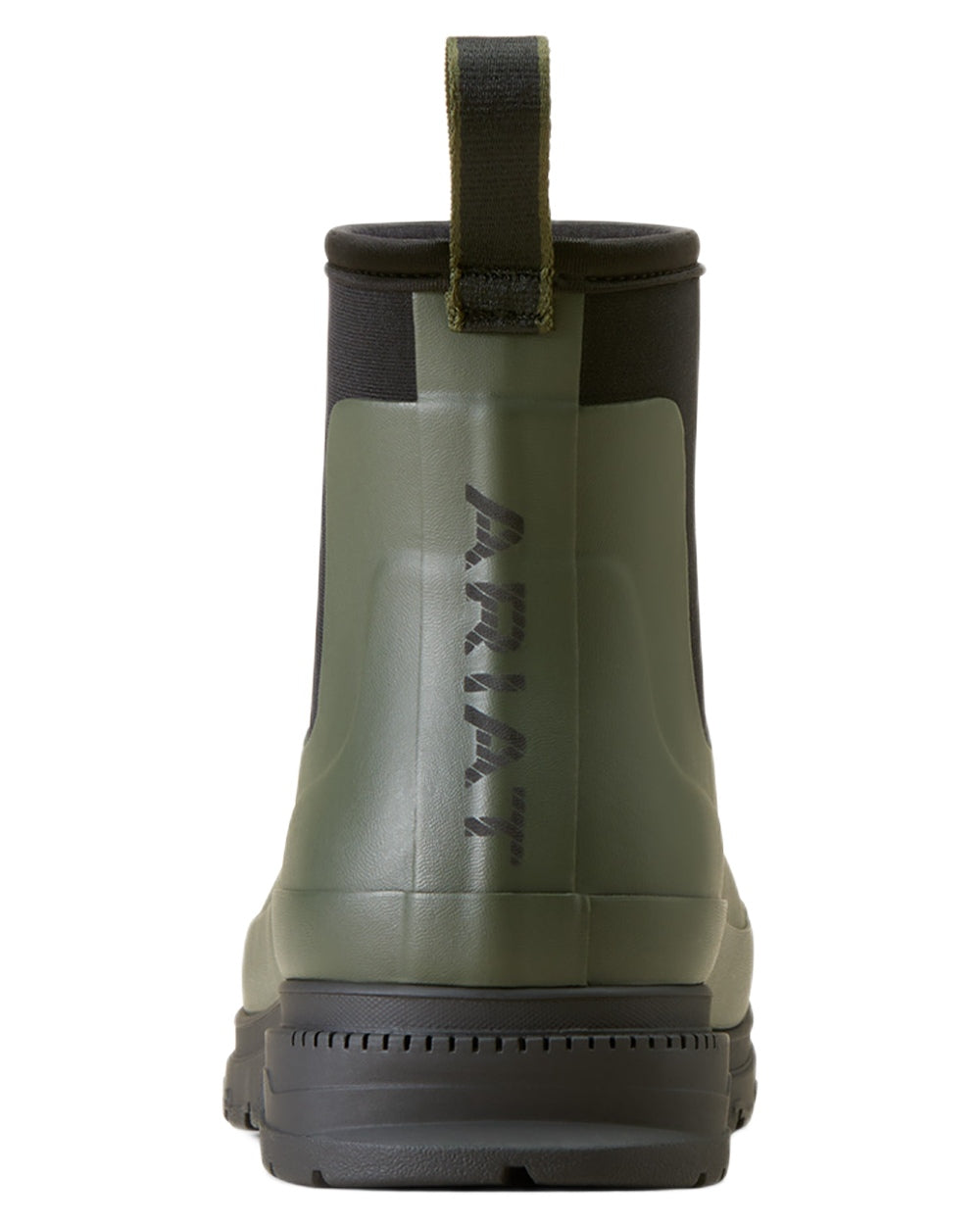 Dark Olive coloured Ariat Womens Kelmarsh Shortie Rubber Boots on white background