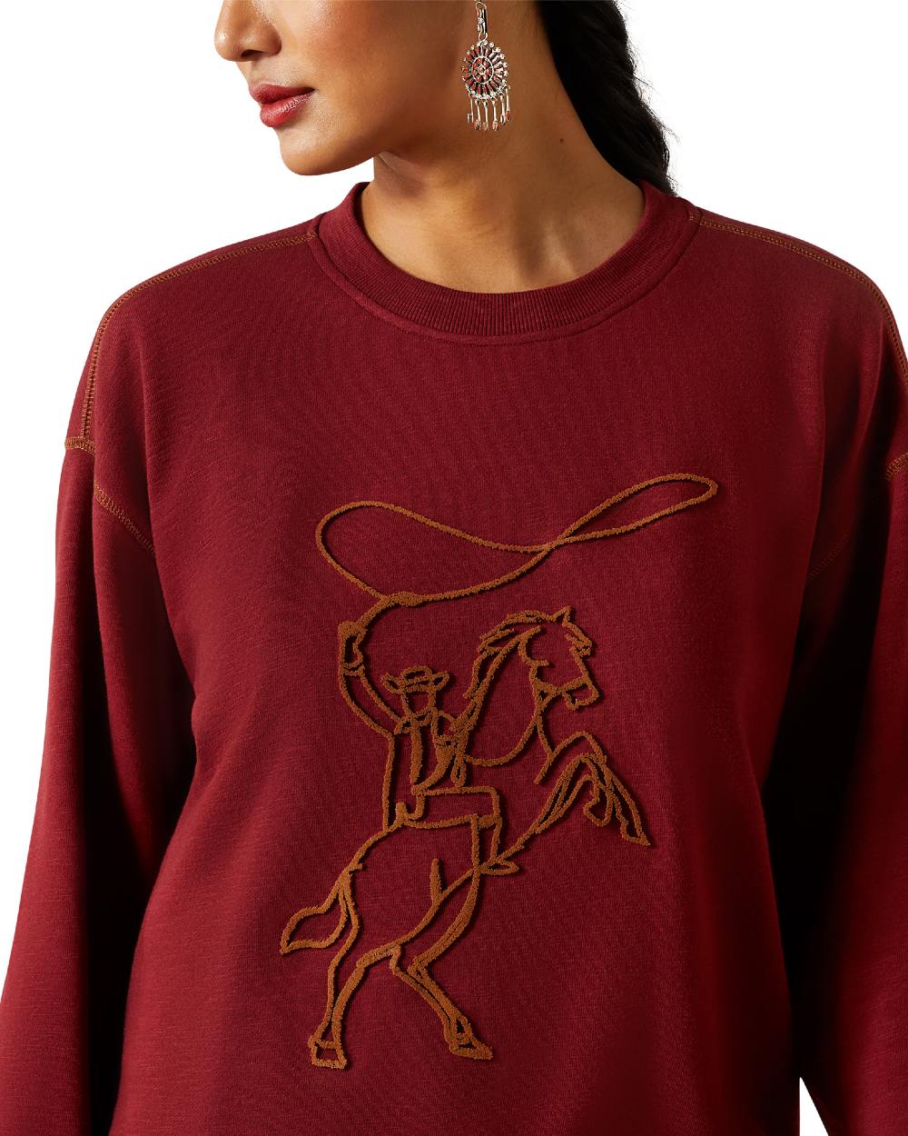 Cabernet Coloured Ariat Womens Lasso Sweatshirt on white background
