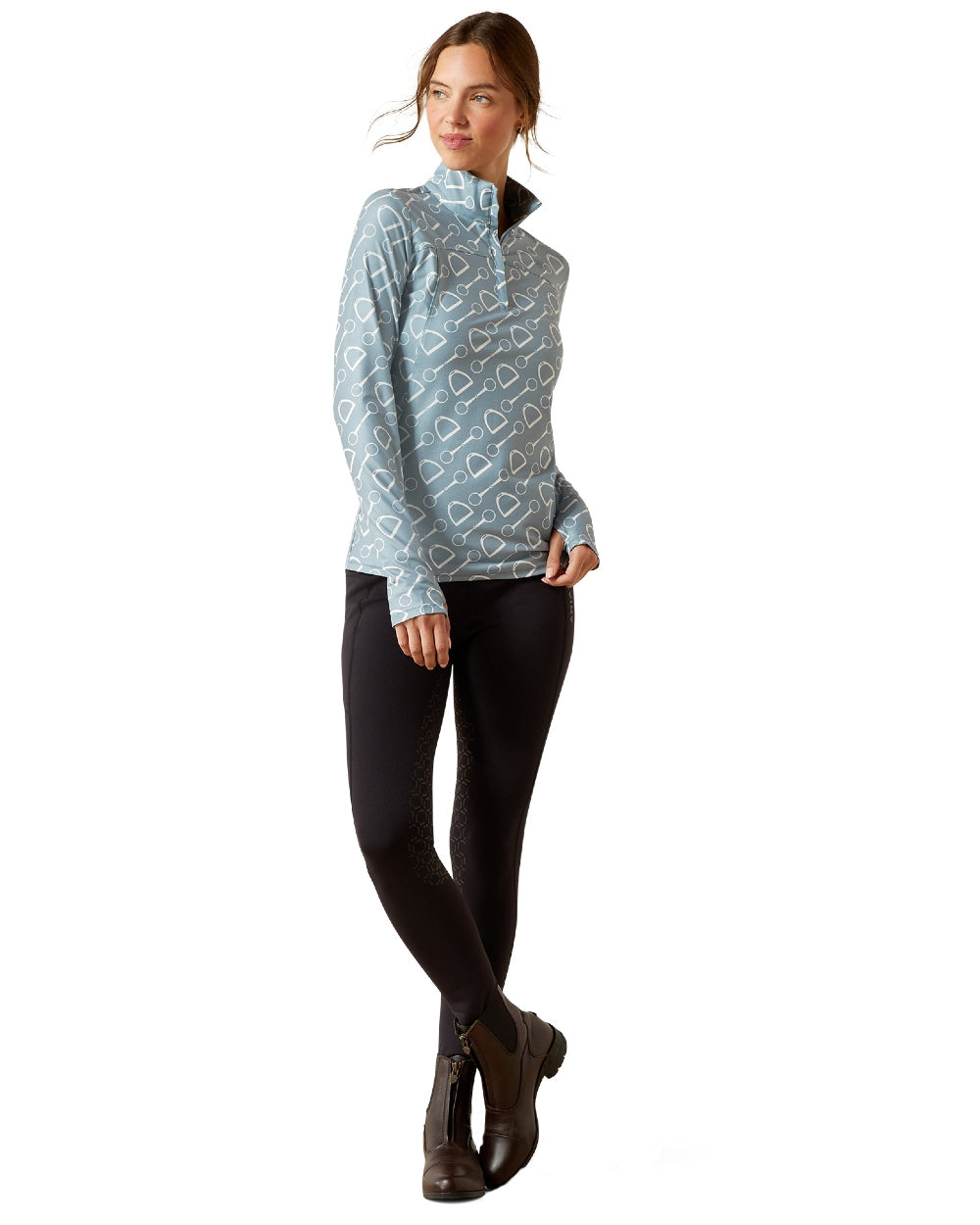 Hardware Print Coloured Ariat Womens Lowell 3.0 Quarter Zip Baselayer on white background