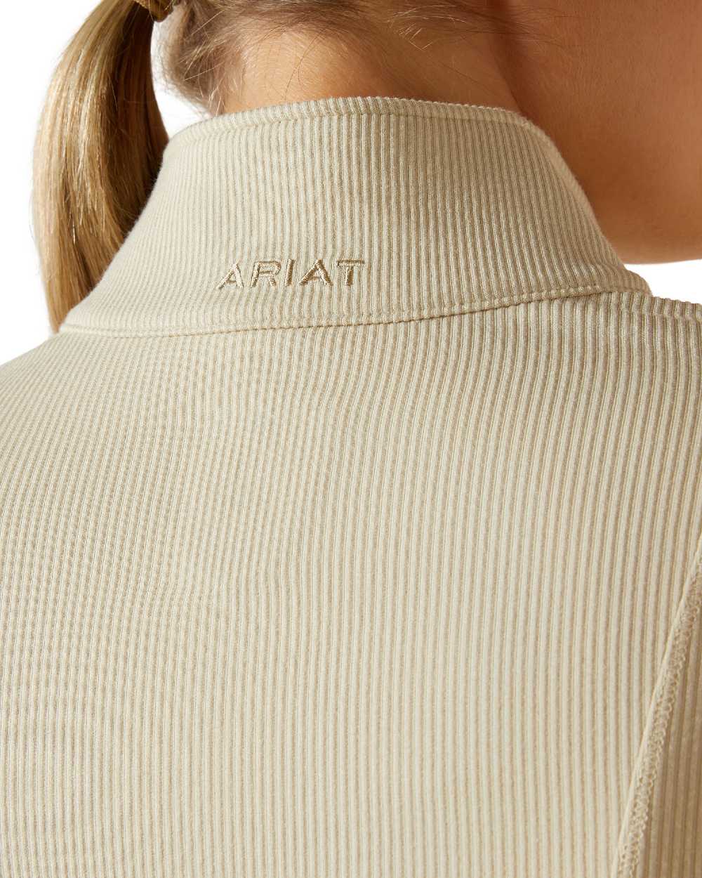 Pelican Coloured Ariat Womens Lucent Quarter Zip Baselayer on white background