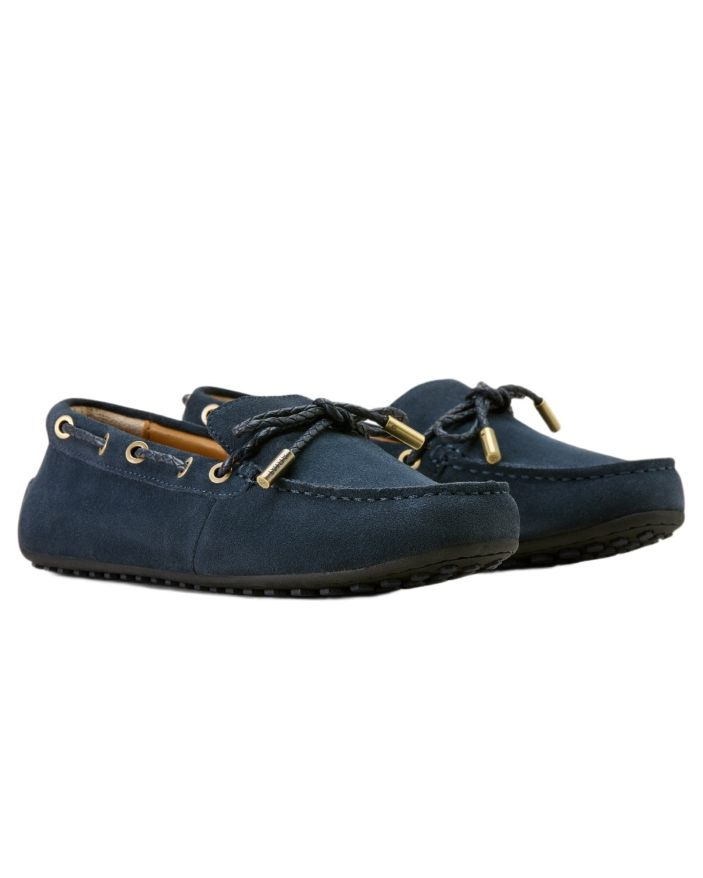 Navy Suede coloured Ariat Womens Margot Driving Moc on white background