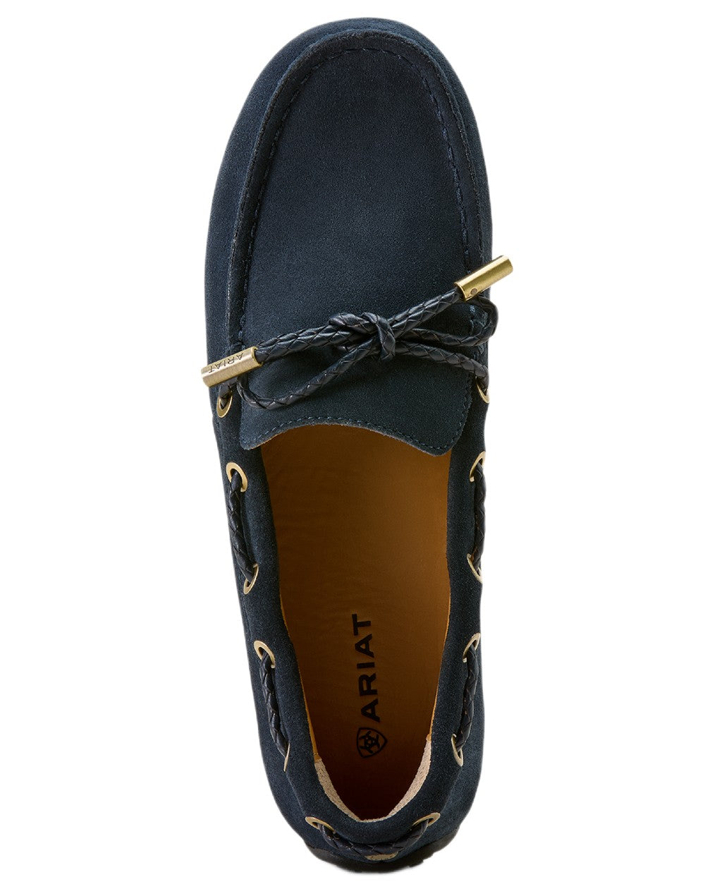 Navy Suede coloured Ariat Womens Margot Driving Moc on white background