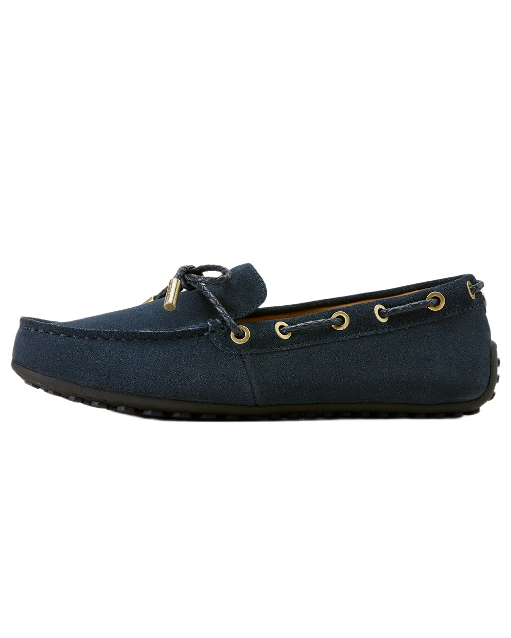 Navy Suede coloured Ariat Womens Margot Driving Moc on white background