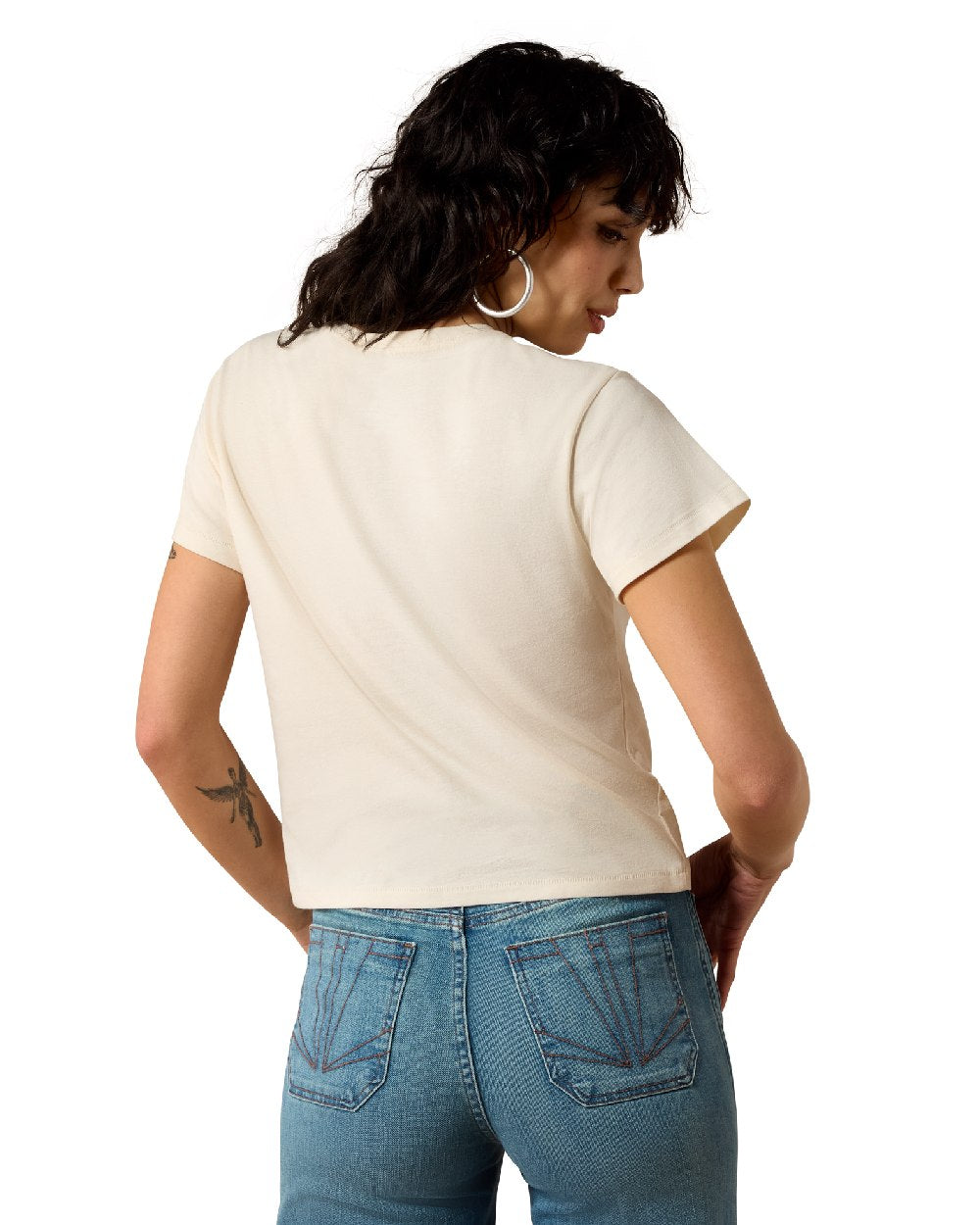 Natural coloured Ariat Womens One in the West T-Shirt on white background