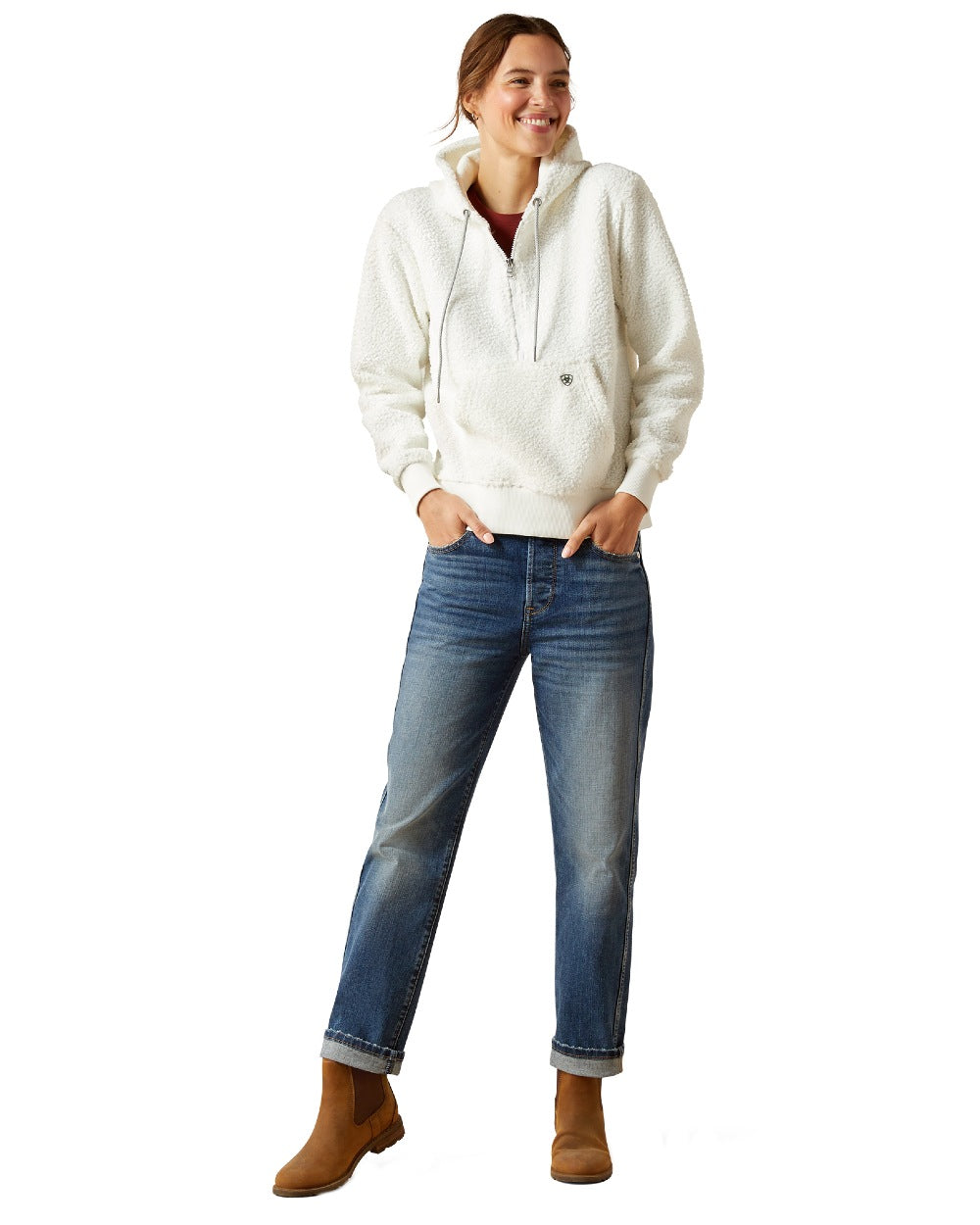 Star White Coloured Ariat Womens Orinda Hoodie on white background
