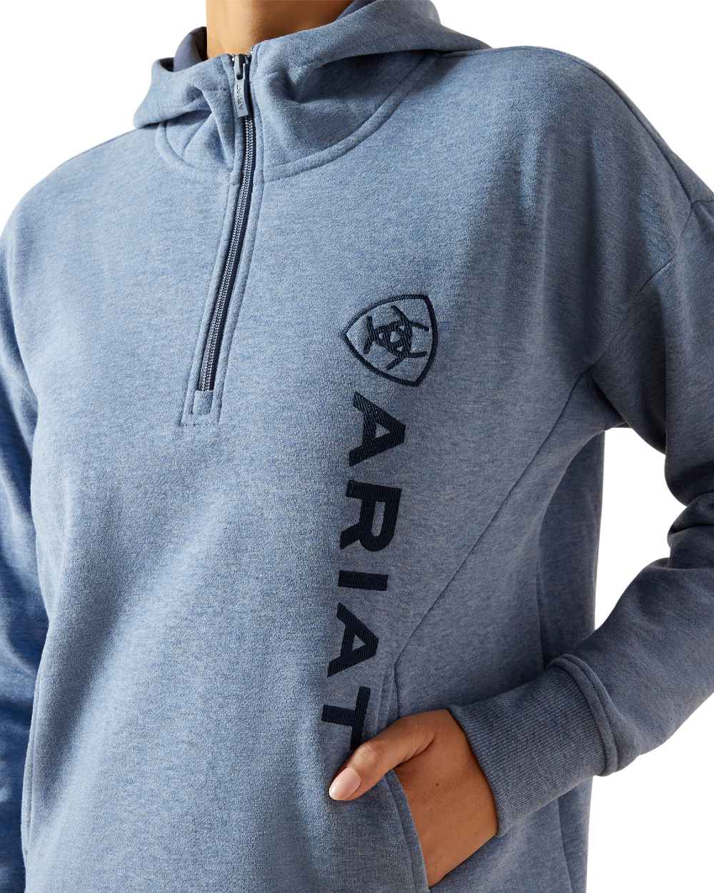 China Blue Heather Coloured Ariat Womens Rabere 2.0 Hoodie on white background