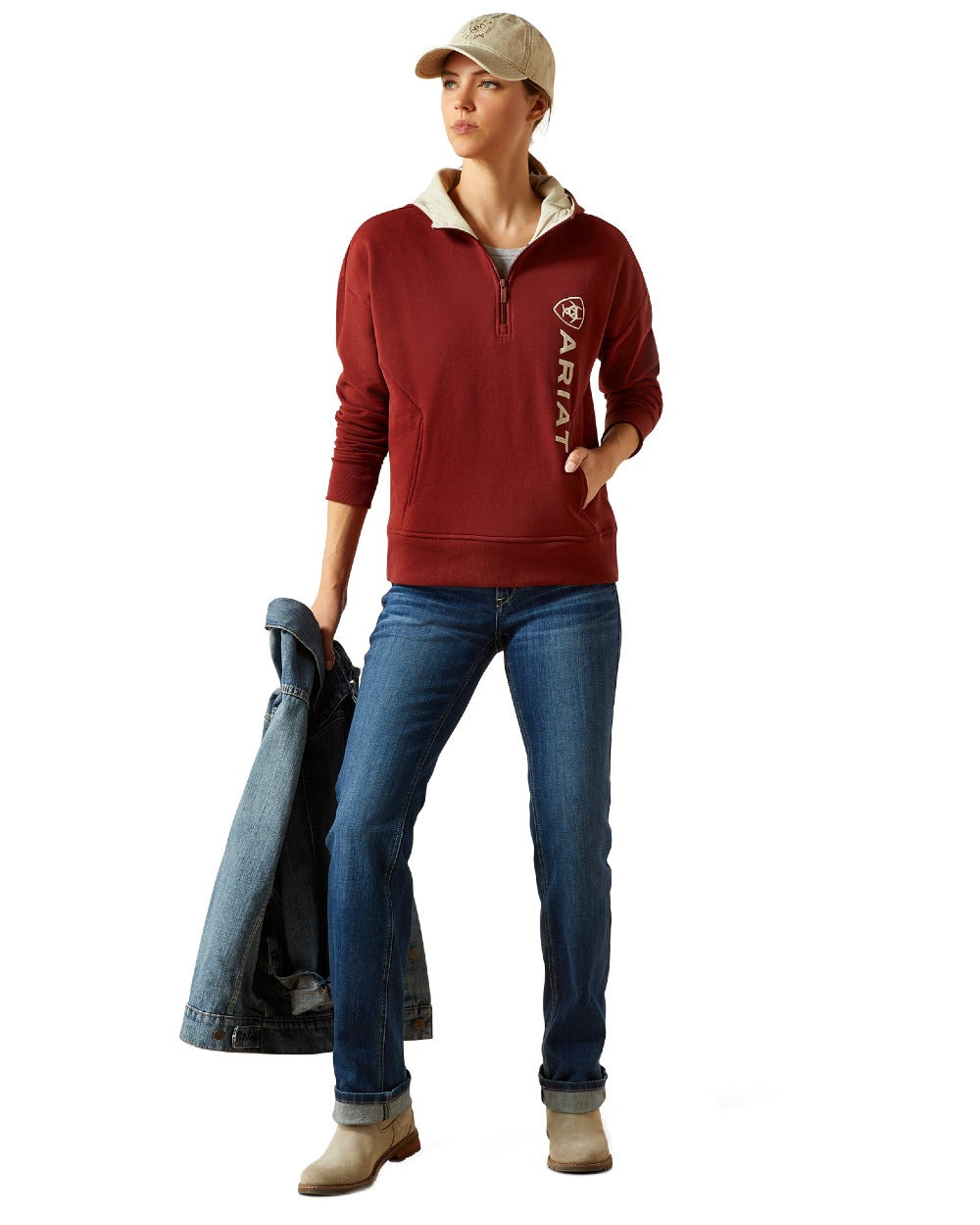 Madder Brown Coloured Ariat Womens Rabere 2.0 Hoodie on white background