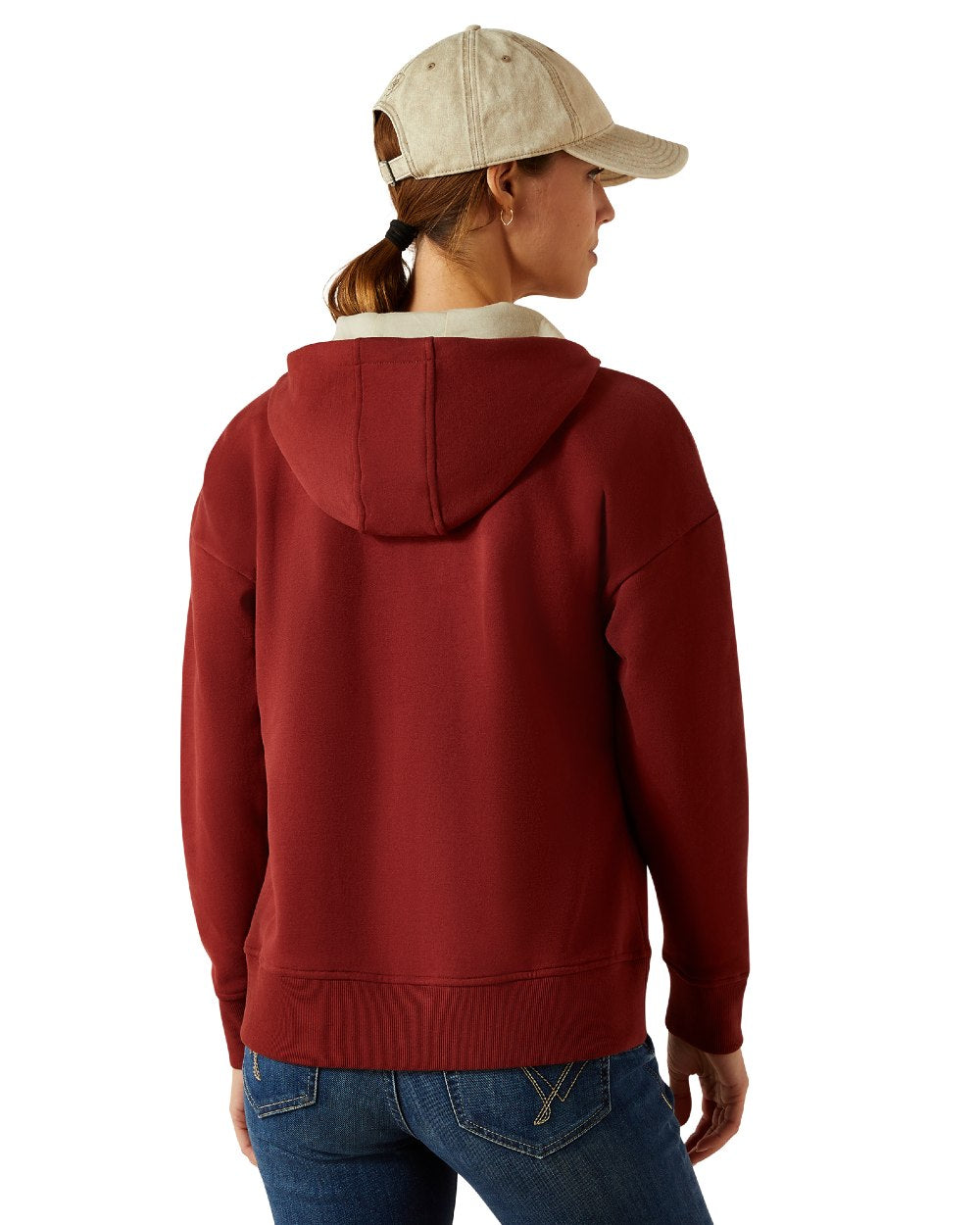 Madder Brown Coloured Ariat Womens Rabere 2.0 Hoodie on white background