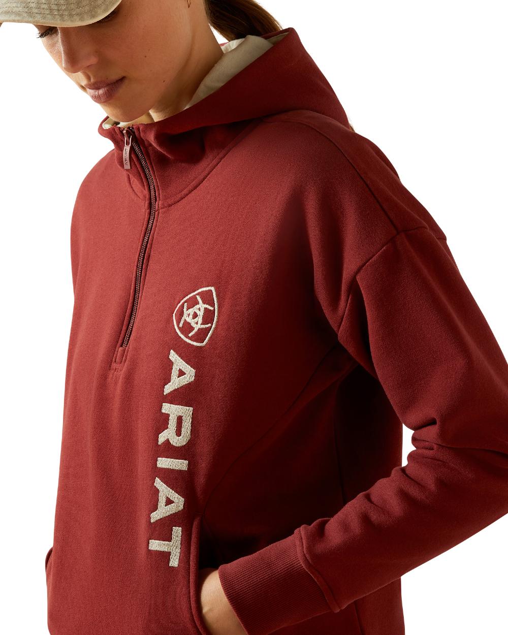 Madder Brown Coloured Ariat Womens Rabere 2.0 Hoodie on white background