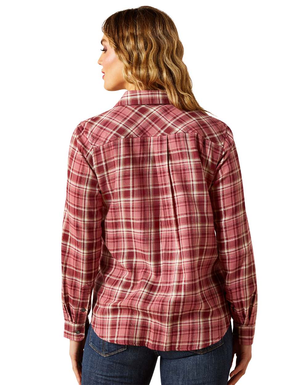 Sunkissed Plaid Coloured Ariat Womens Real Billie Jean Shirt on white background