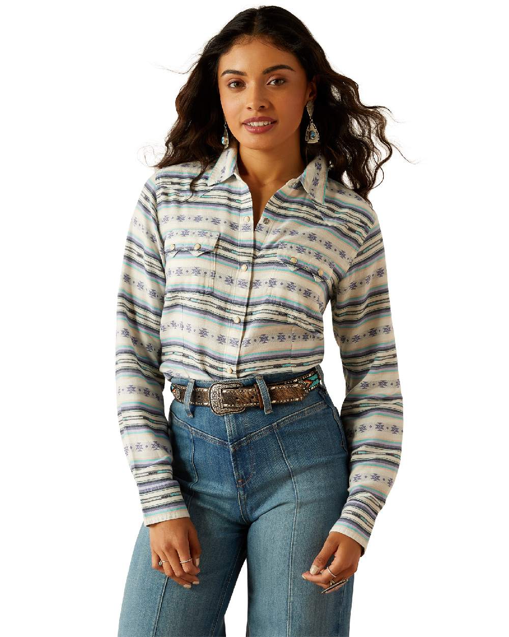Geo Stream Serape Jacquard coloured Ariat Womens Seaside Shirt on white background