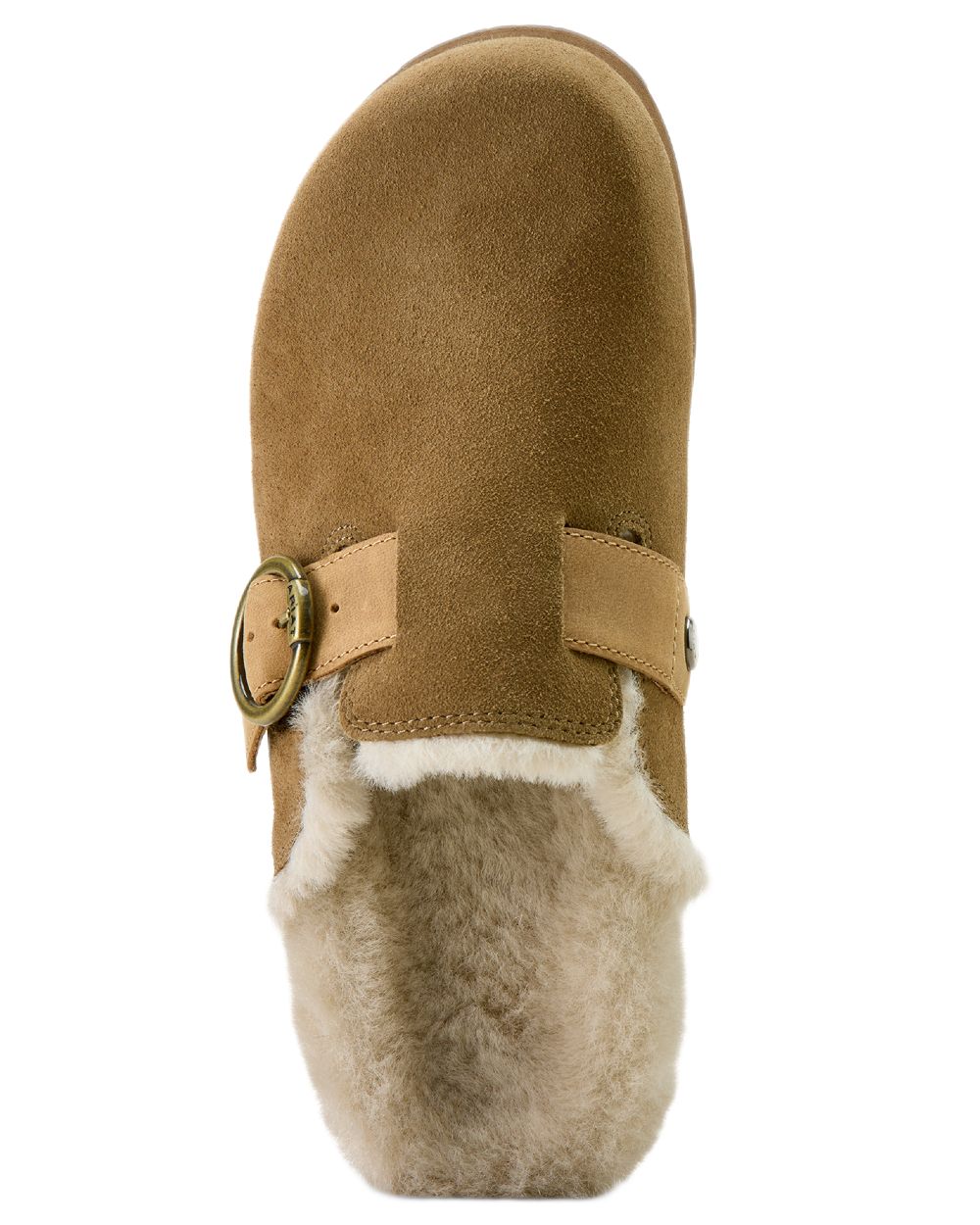 Ranch Brown Suede coloured Ariat Womens Sherpa Country Mules on white background
