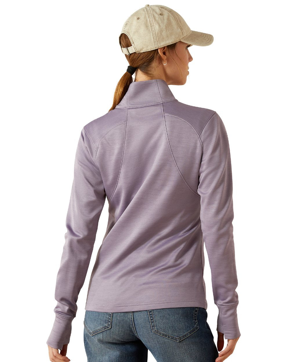 Purple Ash Coloured Ariat Womens Team EQ Half Zip Pullover on white background