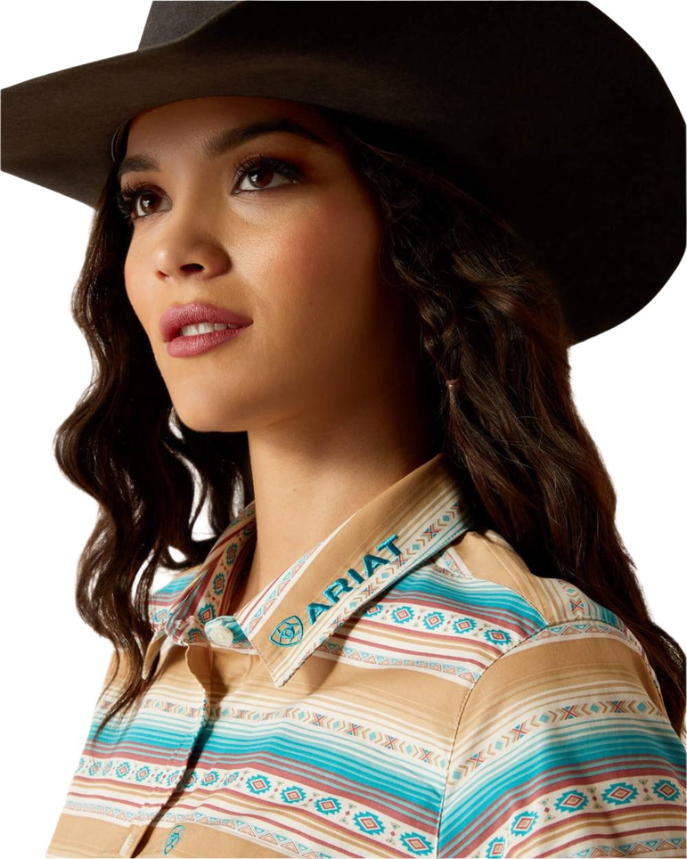 Fallon Serape coloured Ariat Womens Team Kirby Stretch Shirt on white background