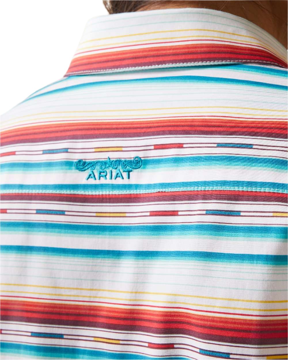 Rosa Serape coloured Ariat Womens Team Kirby Stretch Shirt on white background