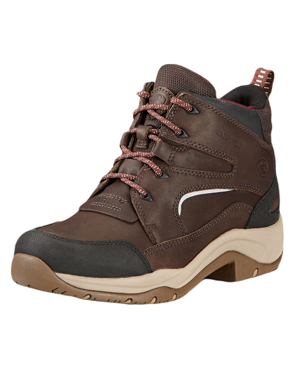 Dark Brown coloured Ariat Womens Telluride II H2O Waterproof Boots on white background