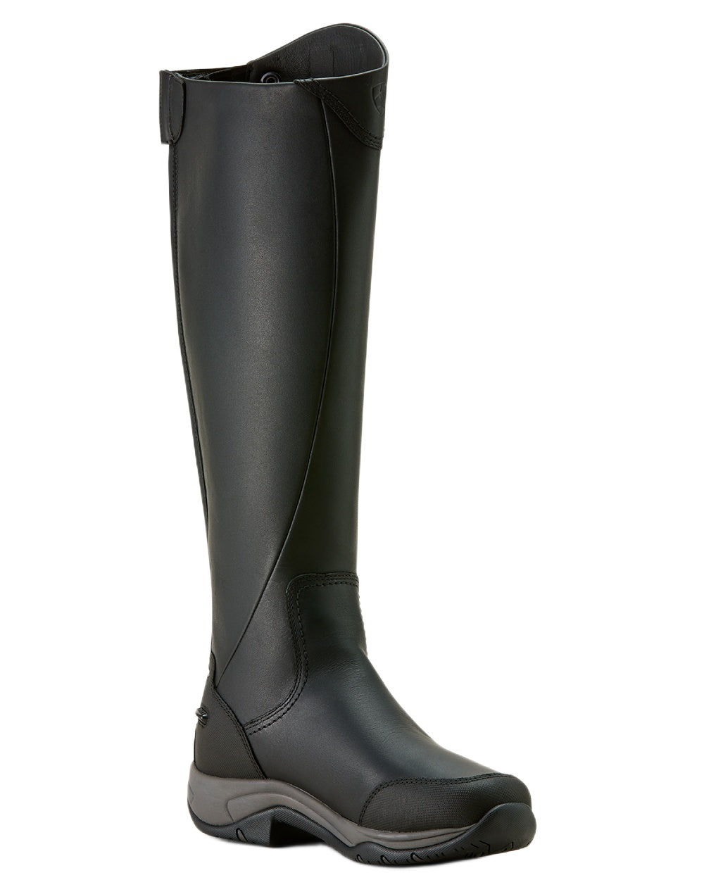Black coloured Ariat Womens Telluride Tall Waterproof Boots on white background
