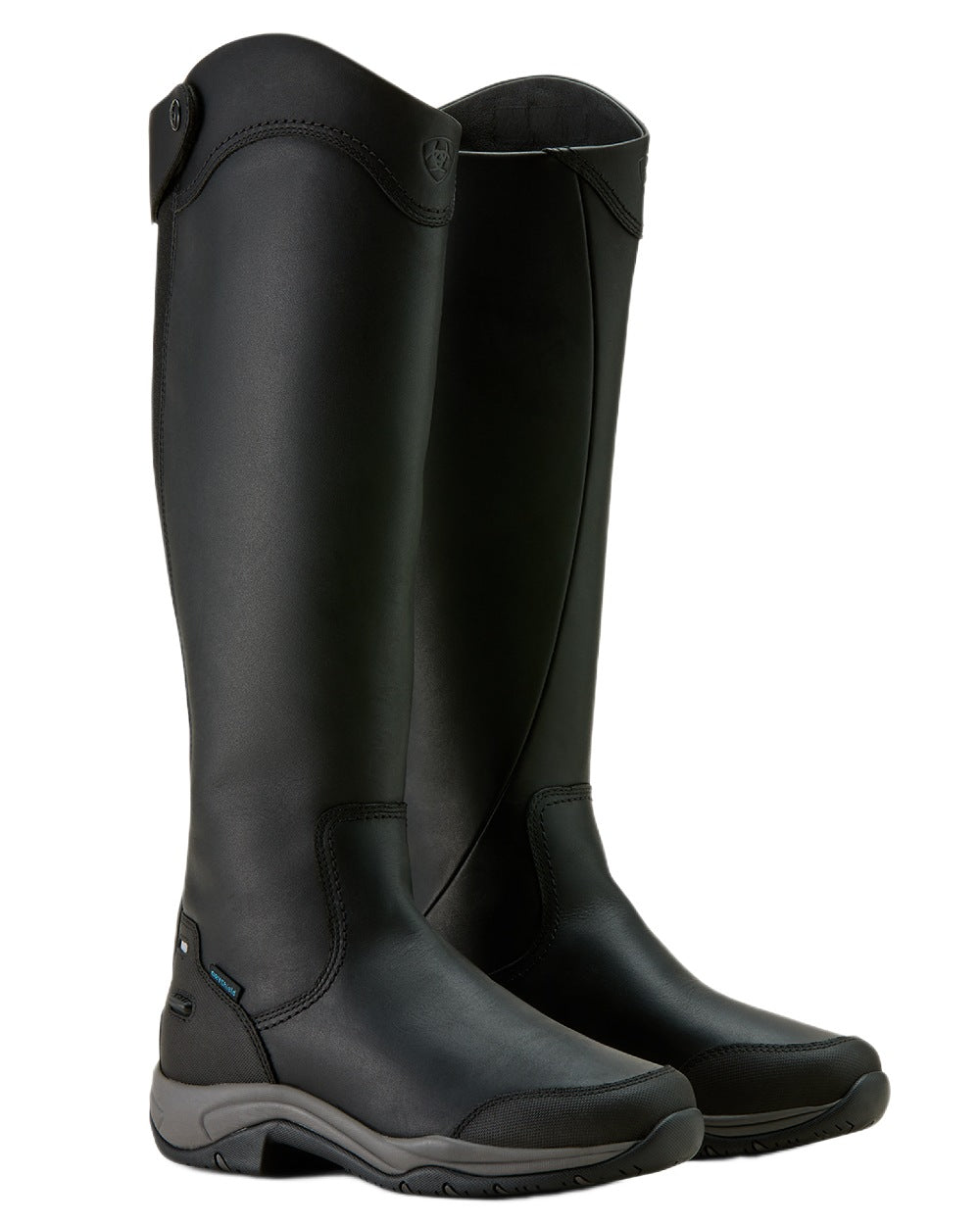 Black coloured Ariat Womens Telluride Tall Waterproof Boots on white background