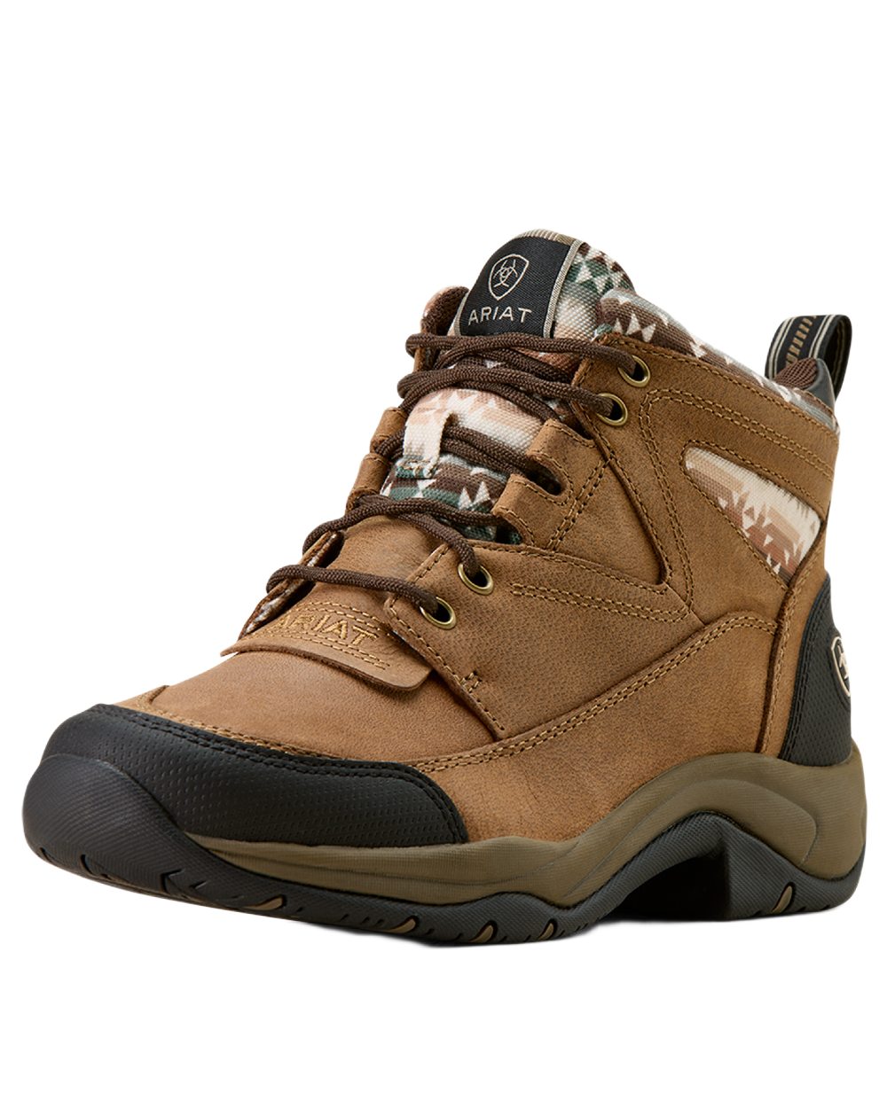 Dark Tan coloured Ariat Womens Terrain Boots on white background