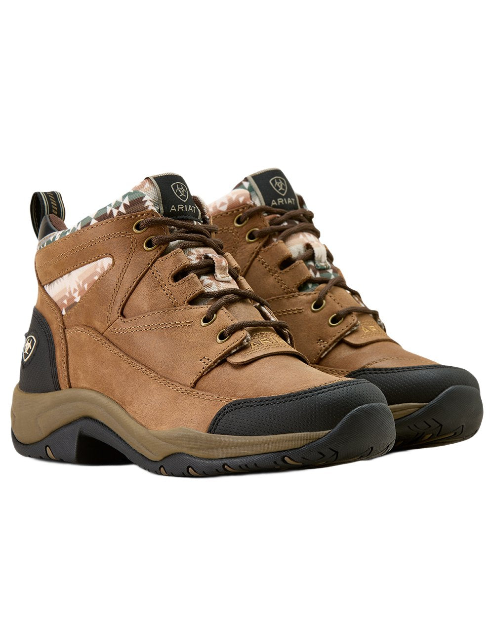 Dark Tan coloured Ariat Womens Terrain Boots on white background