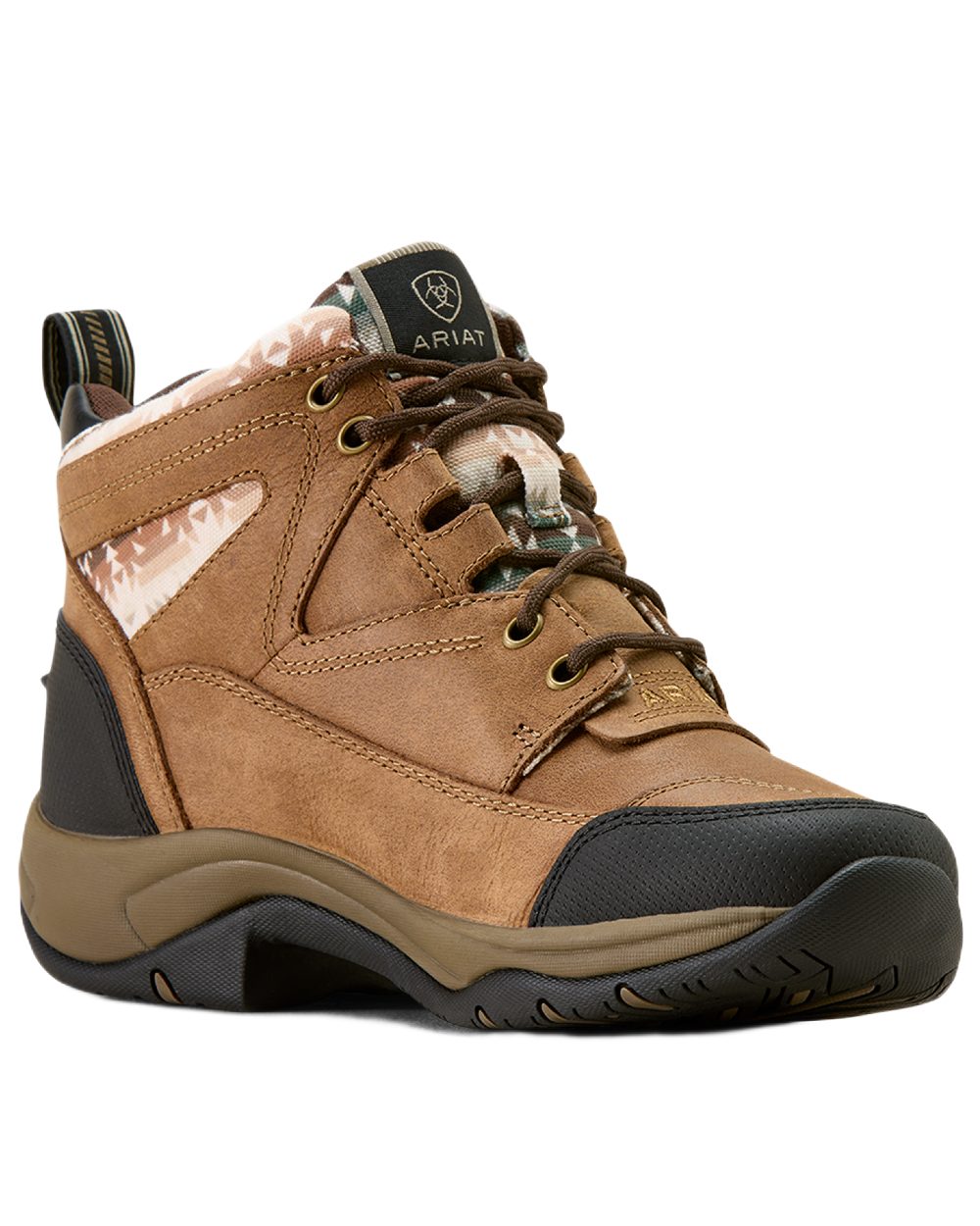 Dark Tan coloured Ariat Womens Terrain Boots on white background