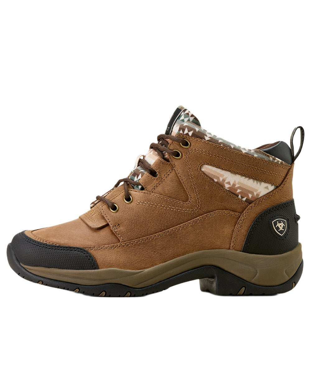 Dark Tan coloured Ariat Womens Terrain Boots on white background