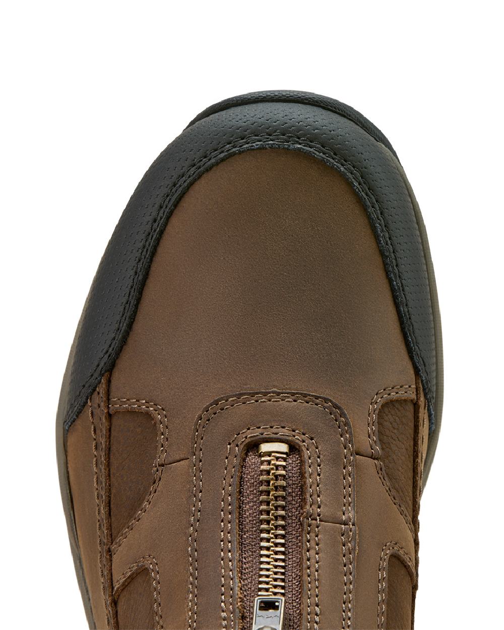 Palm Brown coloured Ariat Womens Terrain Zip Waterproof Boot on white background