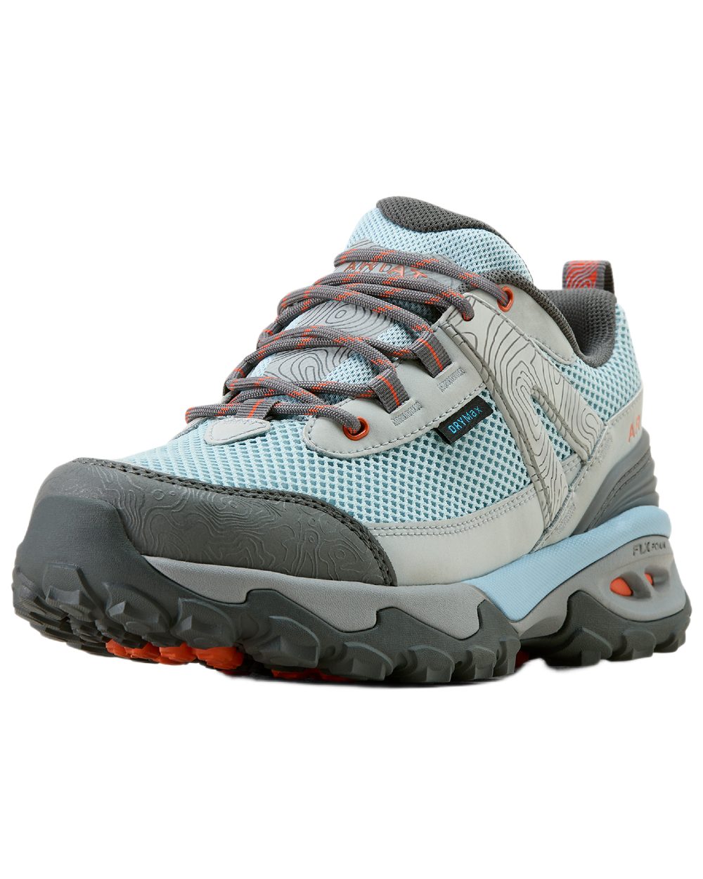 Blue Breeze coloured Ariat Womens Traverse Low Waterproof Hiking Shoes on white background