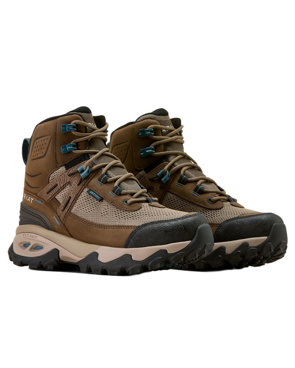 Brown Bark coloured Ariat Womens Traverse Mid Waterproof Hiking Boots on white background