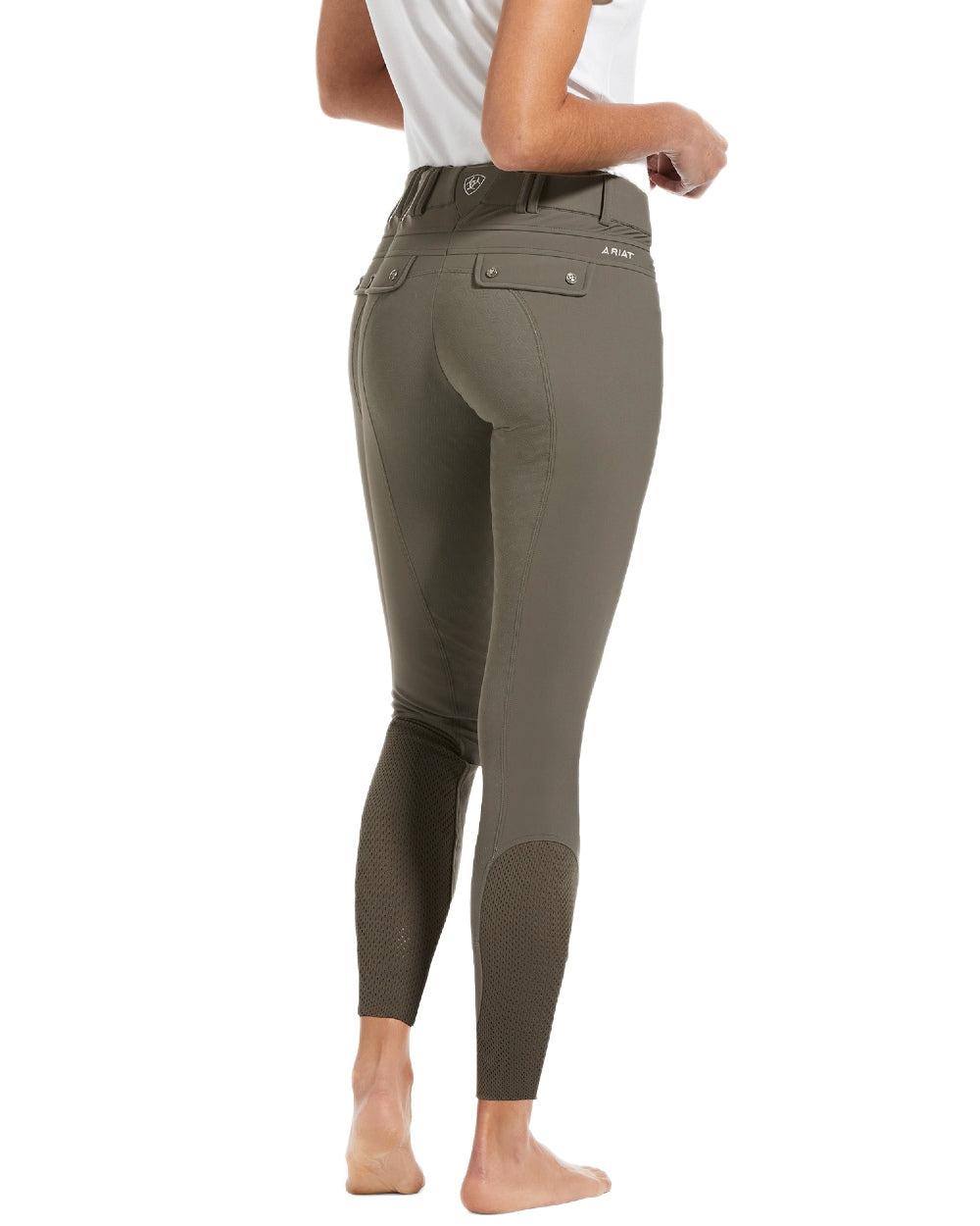 Banyan Bark coloured Ariat Womens Tri Factor Grip Full Seat Breeches on white background