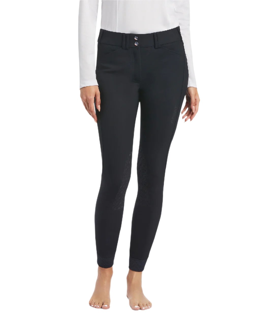 Black coloured Ariat Womens Halo Denim Full Seat Breech on white background